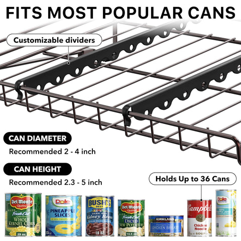Simple Houseware stackable can organizer rack sturdy chrome frame with anti-slip feet on any surface
