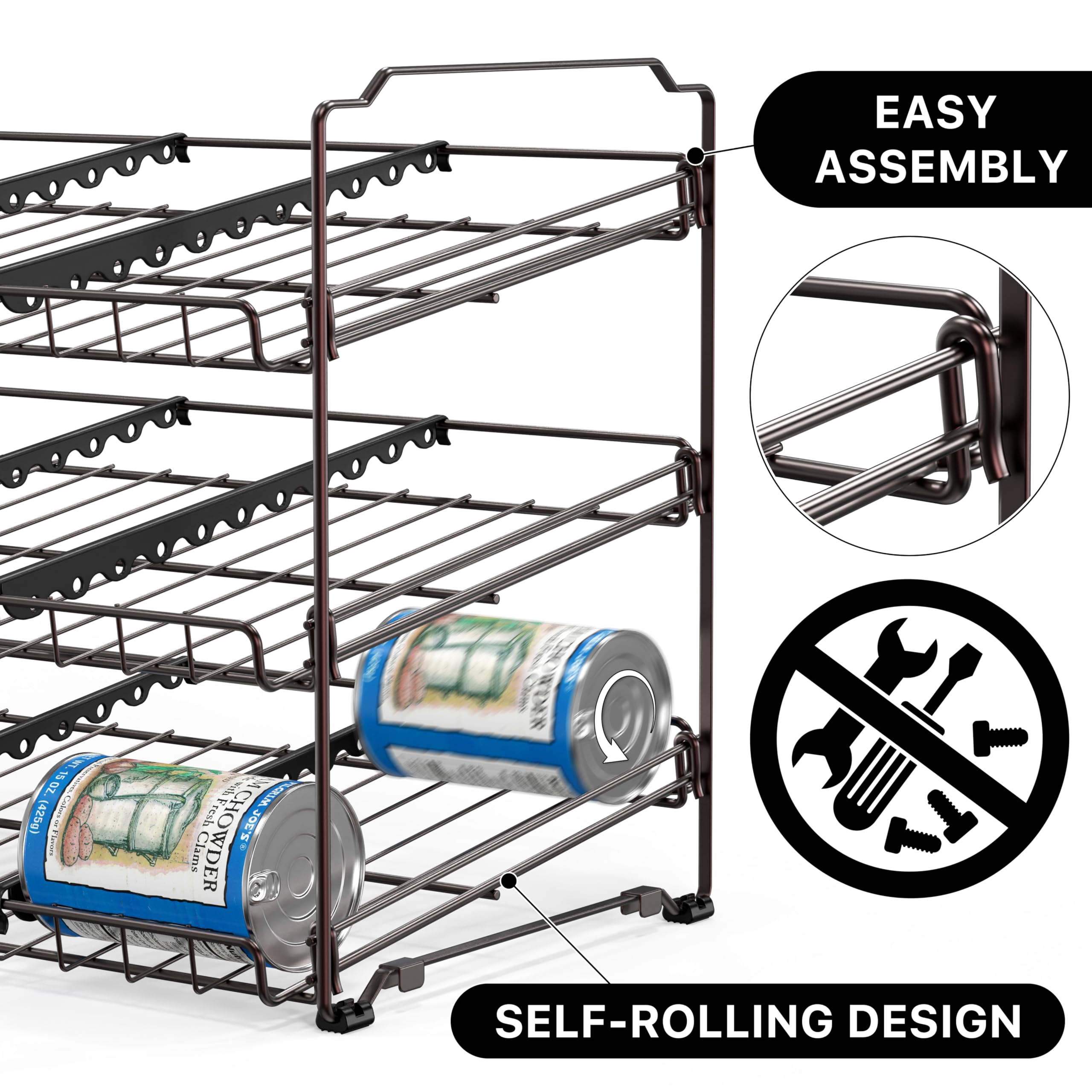 Simple Houseware stackable can organizer rack dividers adjustable for a variety of can sizes
