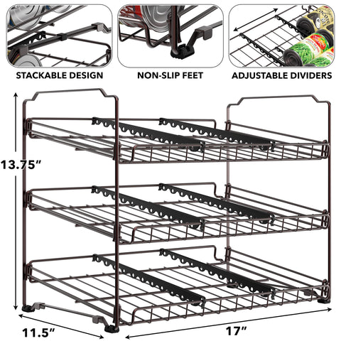Simple Houseware stackable can organizer rack rolling forward design keeps cans visible and accessible