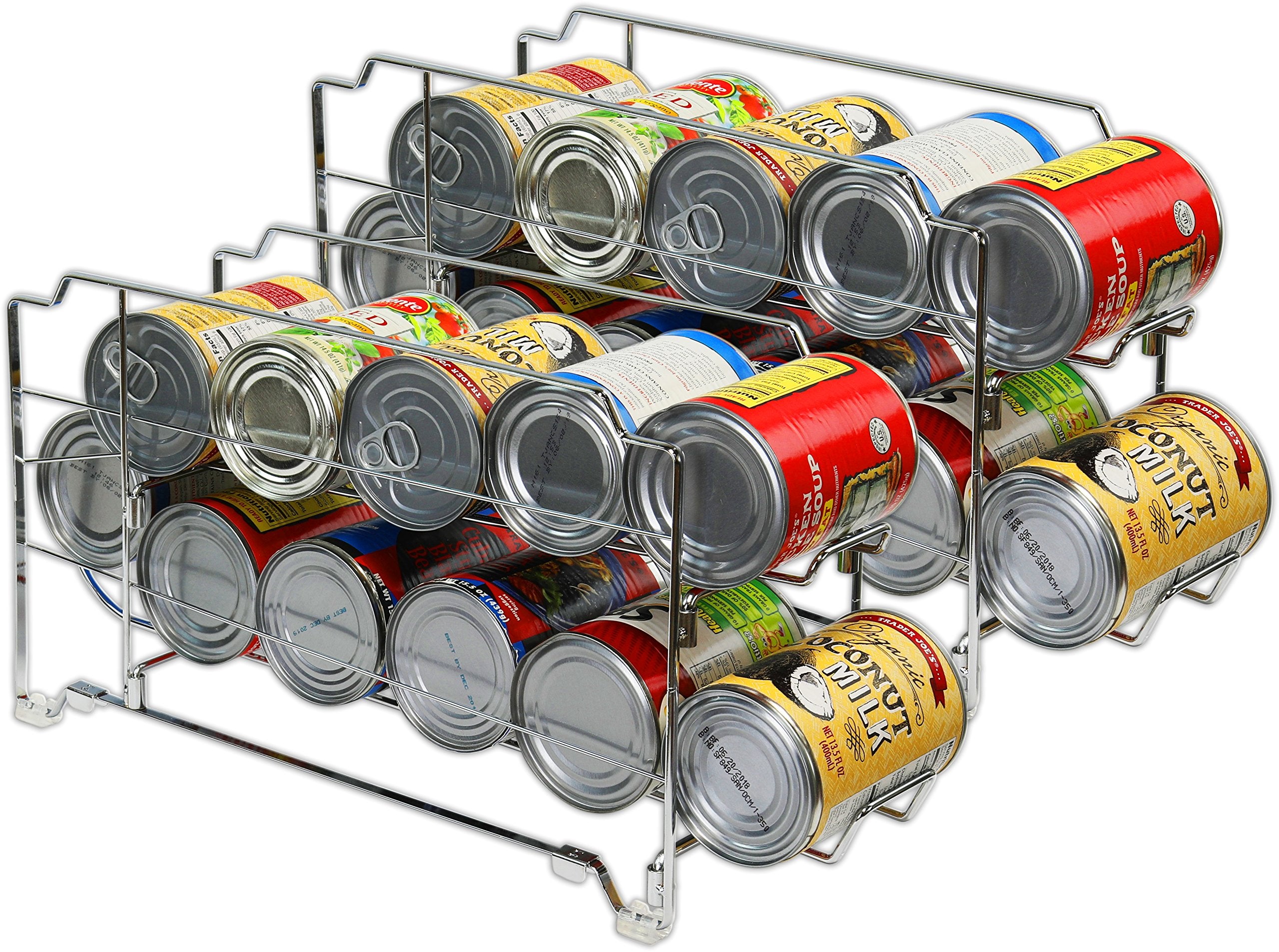 Simple Houseware stackable chrome can rack side view saving space