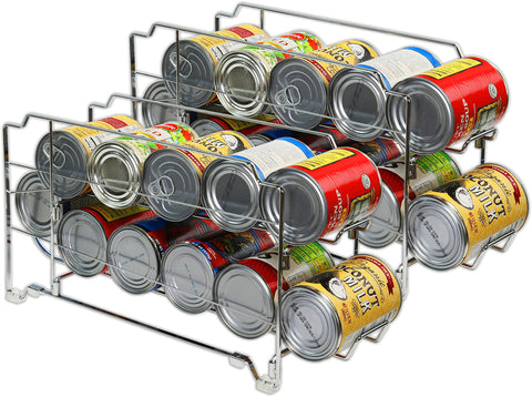 Simple Houseware stackable chrome can rack side view saving space