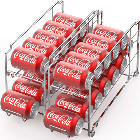 Simple Houseware stackable front-loading can dispenser rack in chrome keeps 12 oz cans neatly organized