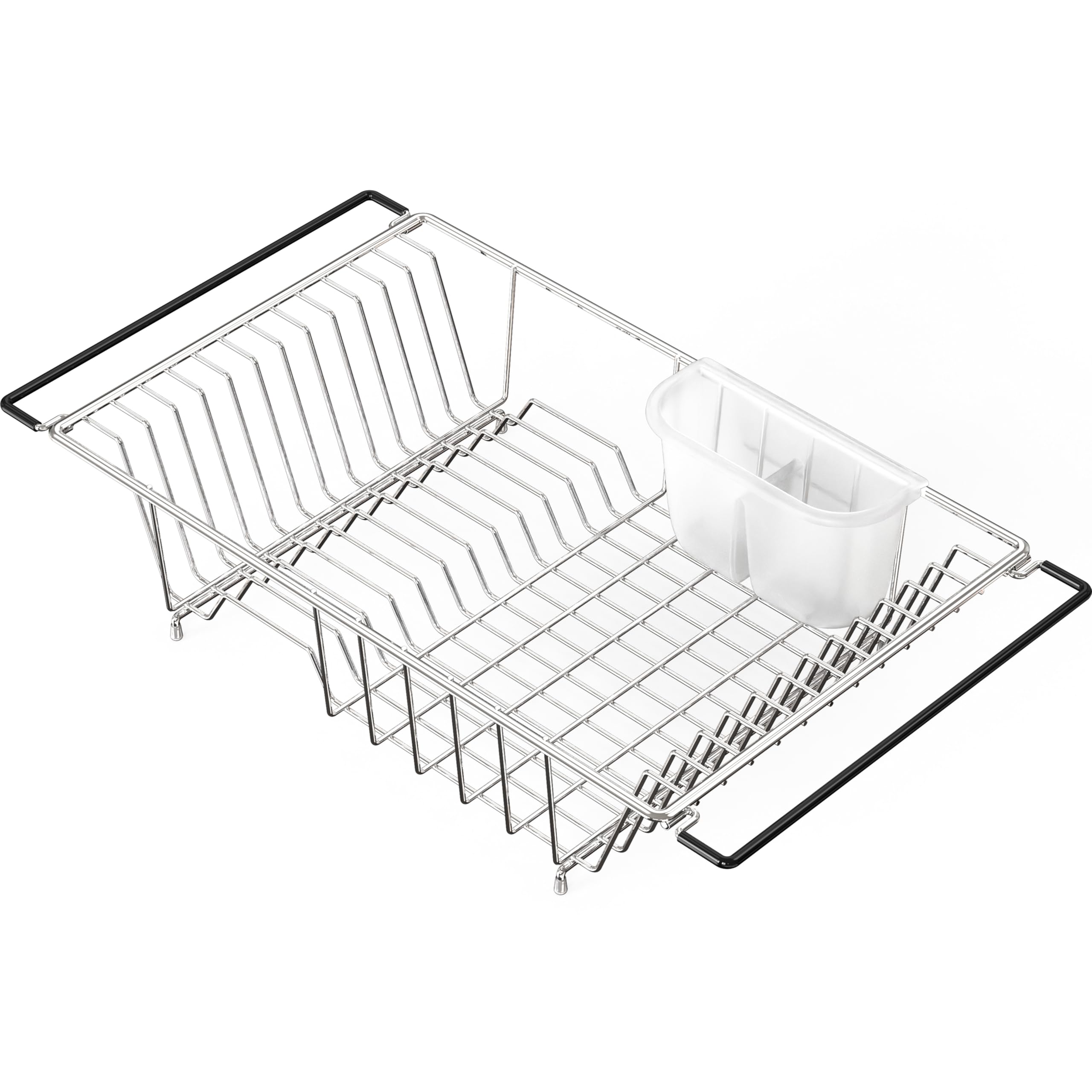 Simple Houseware stainless drying rack provides sturdy storage while you wash up.