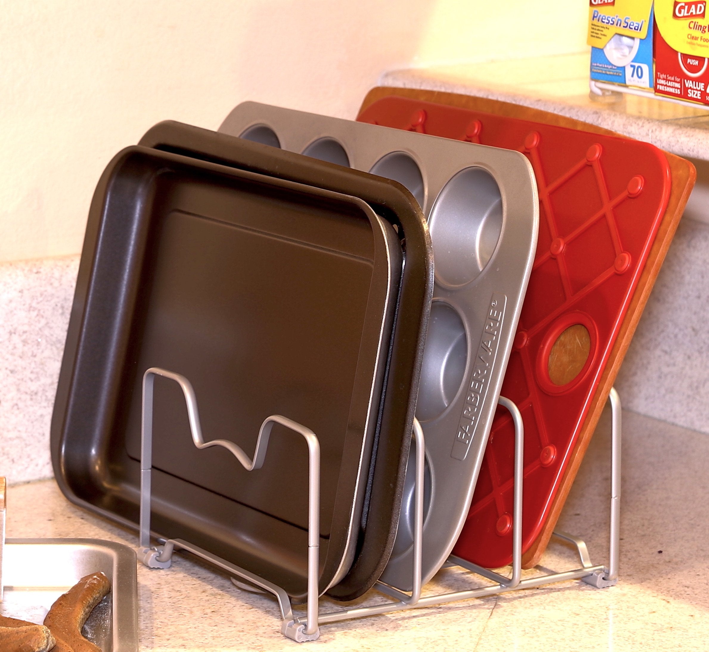 Simple Houseware 2-pack rack showcases durable steel construction for pantry organization.