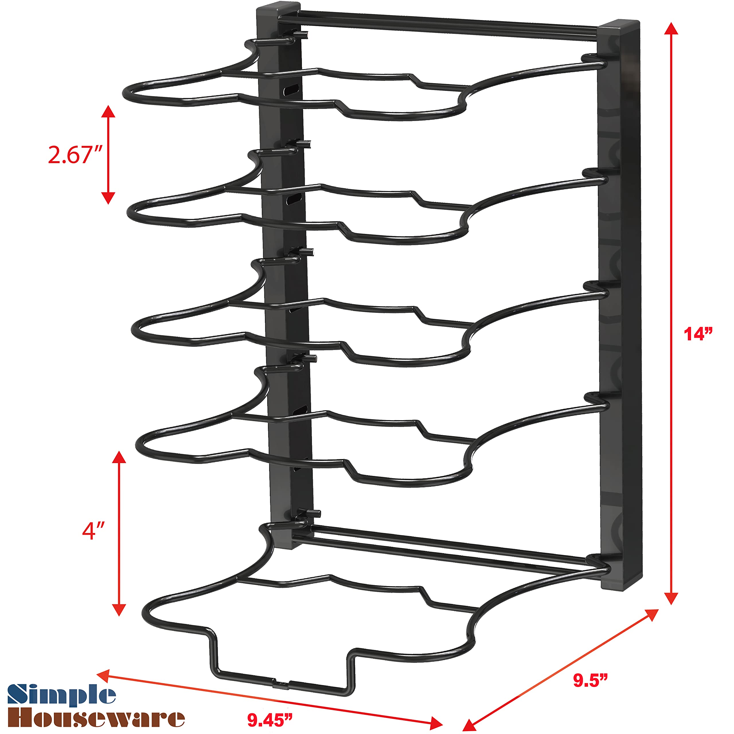 Sturdy steel construction with a classic black coating enhances kitchen organization.