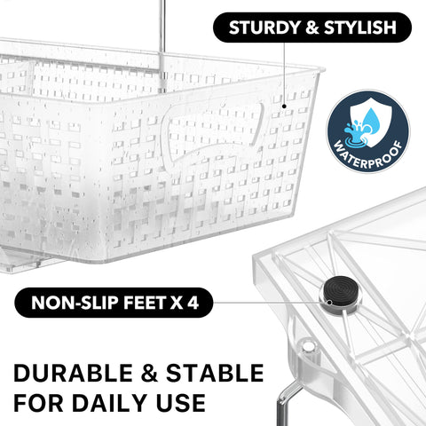 Simple Houseware two drawers with dividers keep bathroom or kitchen items organized.