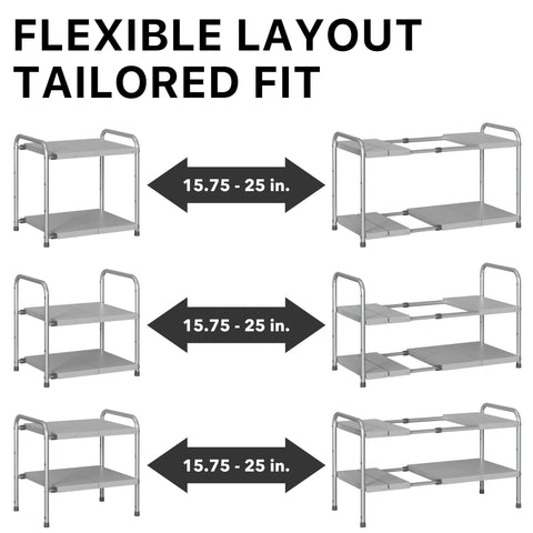 Simple Houseware under-sink rack reinforced metal frame for stable support.