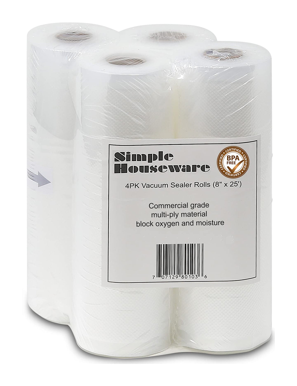 Simple Houseware vacuum sealer bags 8x25 roll, BPA-free for sous vide prep.