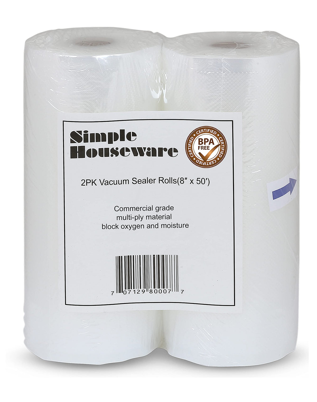 Simple Houseware vacuum sealer bags 8x50 roll unopened on kitchen counter for sous vide prep.