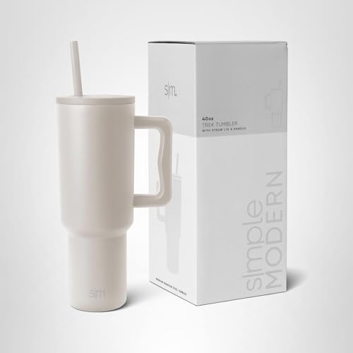 Simple Modern Trek tumbler shows two included straws for versatile, on-the-go sipping.