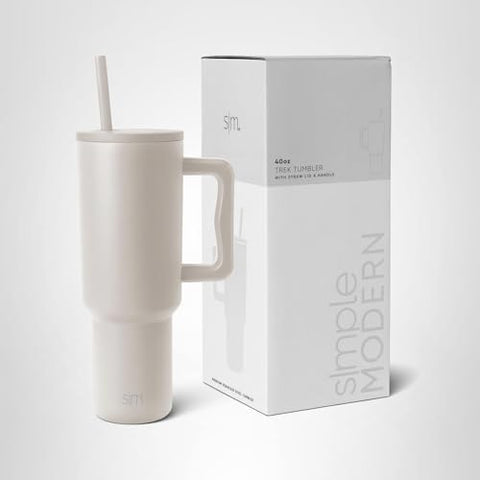 Simple Modern Trek tumbler shows two included straws for versatile, on-the-go sipping.