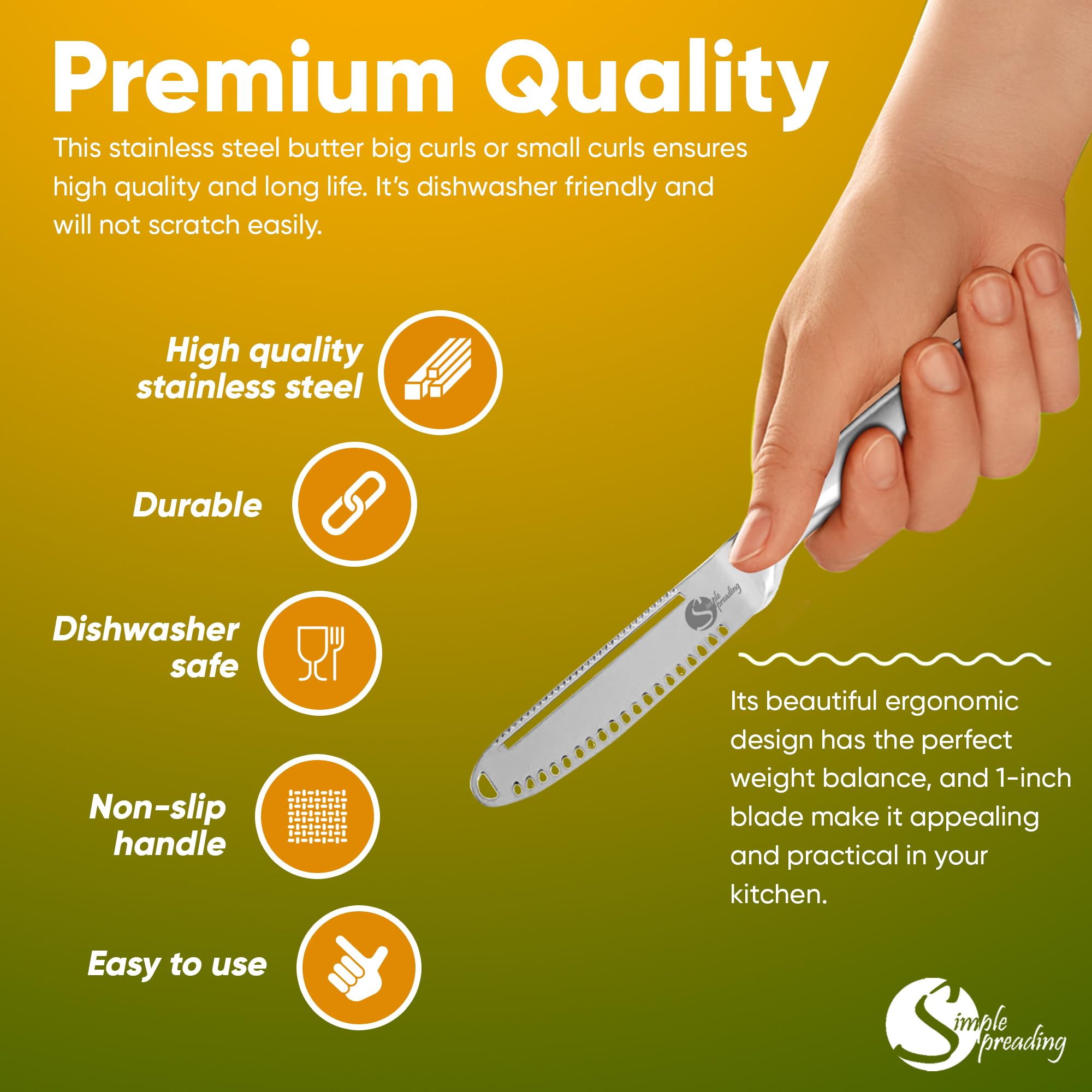 Simple preading Magic ergonomic handle supports comfortable spreading and curling tasks