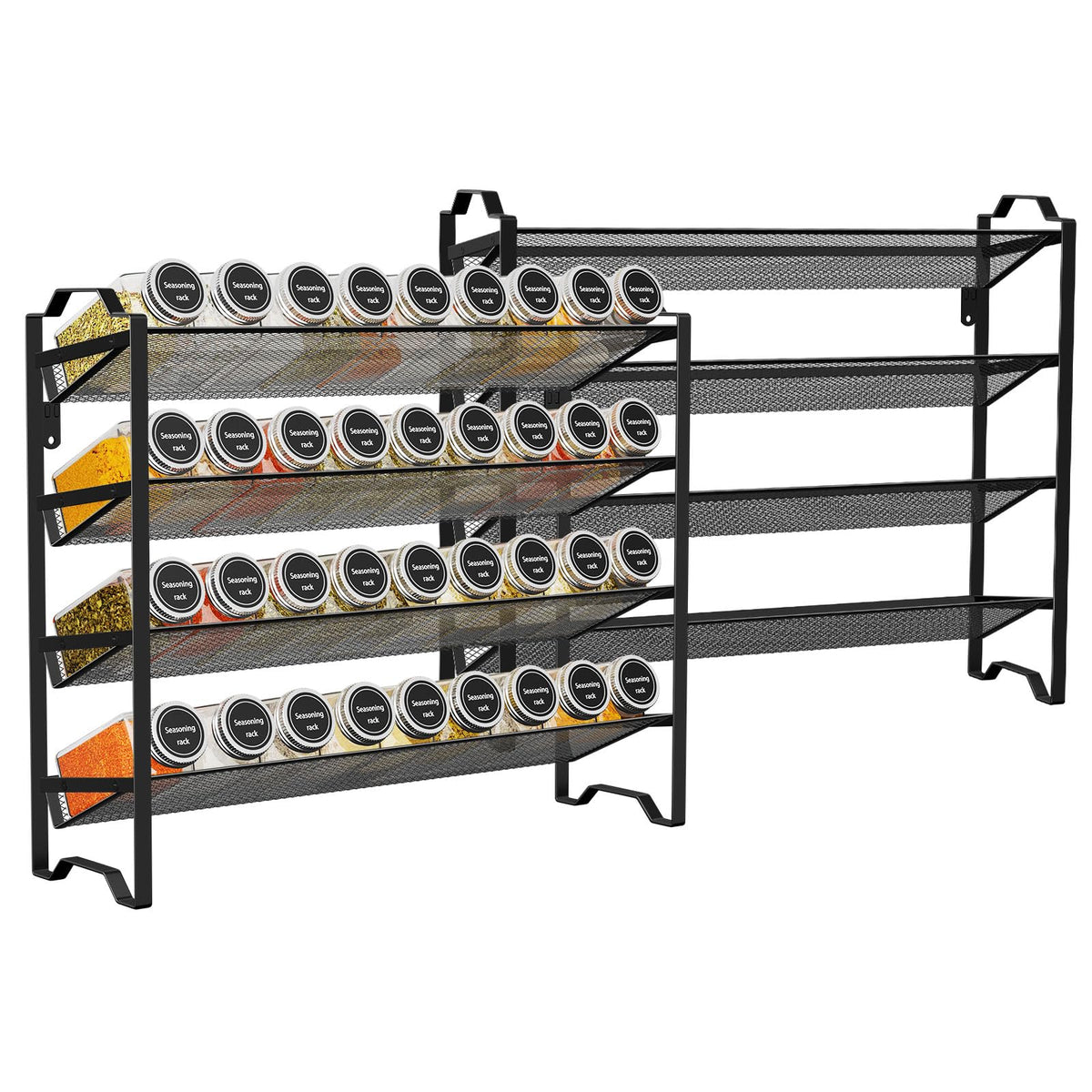Simple Trending 2 Pack 4-Tier Spice Rack tilted design keeps jars visible and accessible.