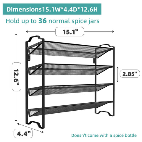 Simple Trending 4-Tier Spice Rack with grid shelf for stable jar storage.