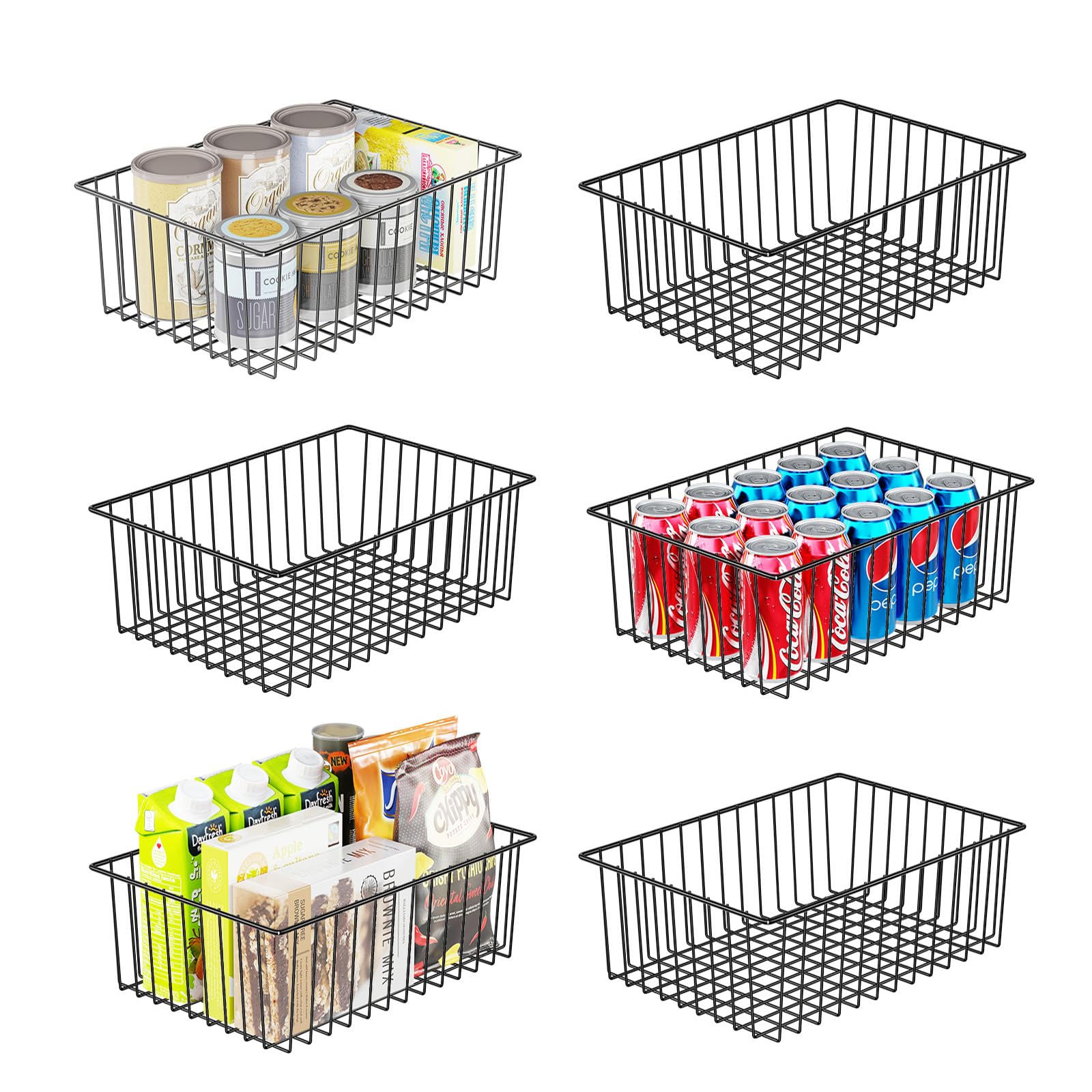 Simple Trending 6-pack large wire baskets for pantry organization and easy access to items