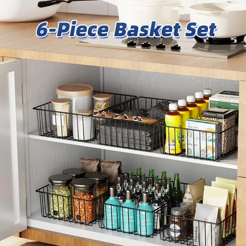 Simple Trending 6-pack wire baskets stackable storage design saves space when not in use
