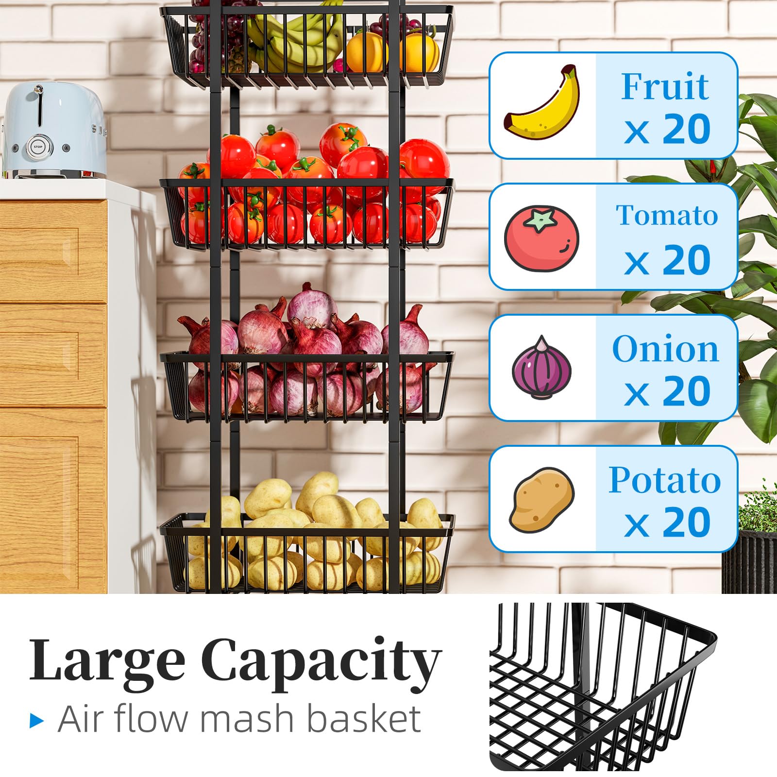 Simple Trending black finish cart moves smoothly with 360-degree wheels.