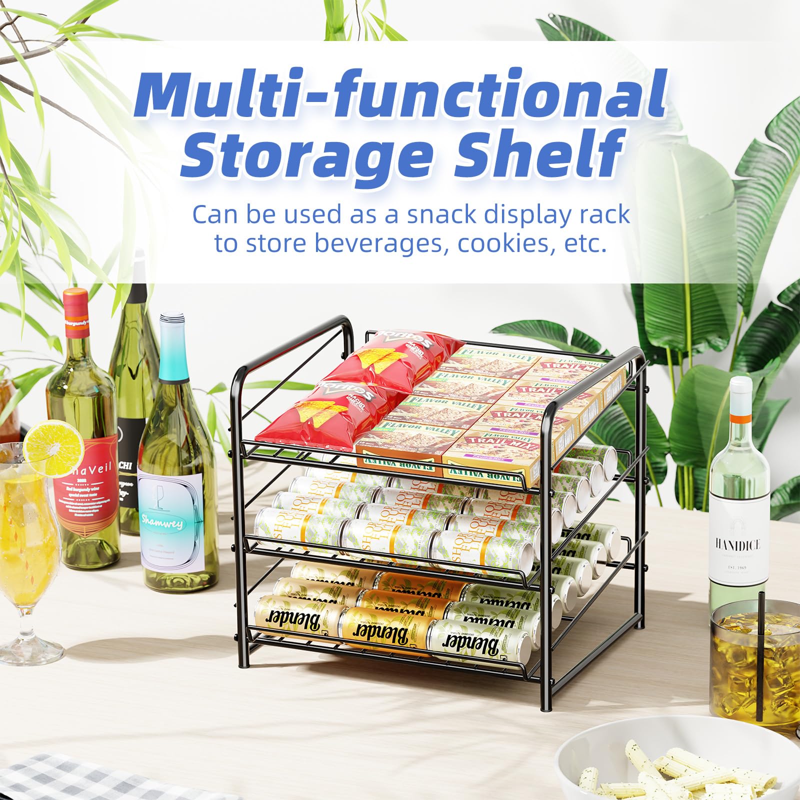 Simple Trending Can Rack assembled in a pantry with 36-can capacity.
