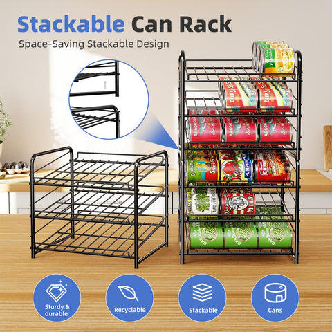 Simple Trending Can Rack with six adjustable dividers for varied sizes.