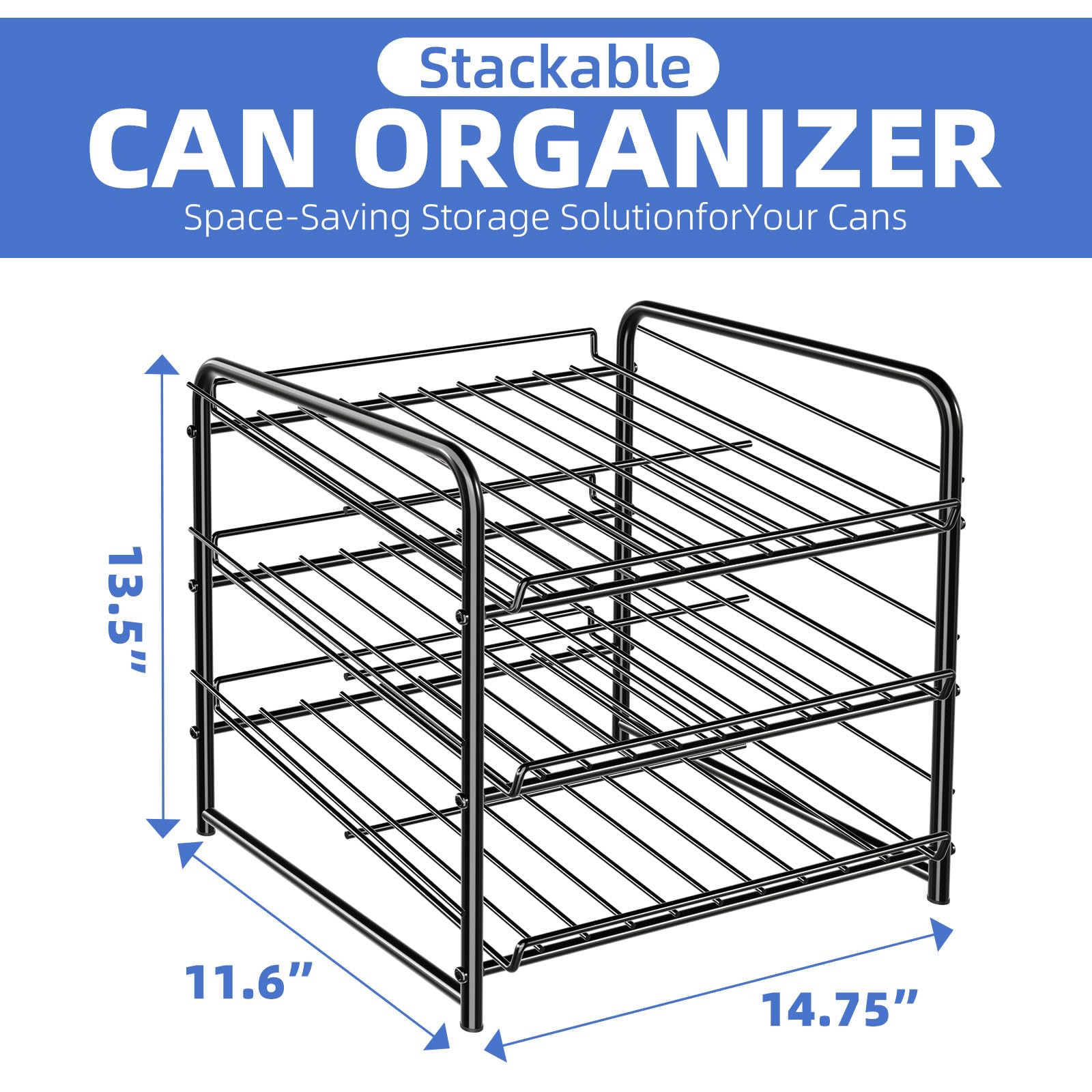 Simple Trending Can Rack rubber pads guard surfaces during use.