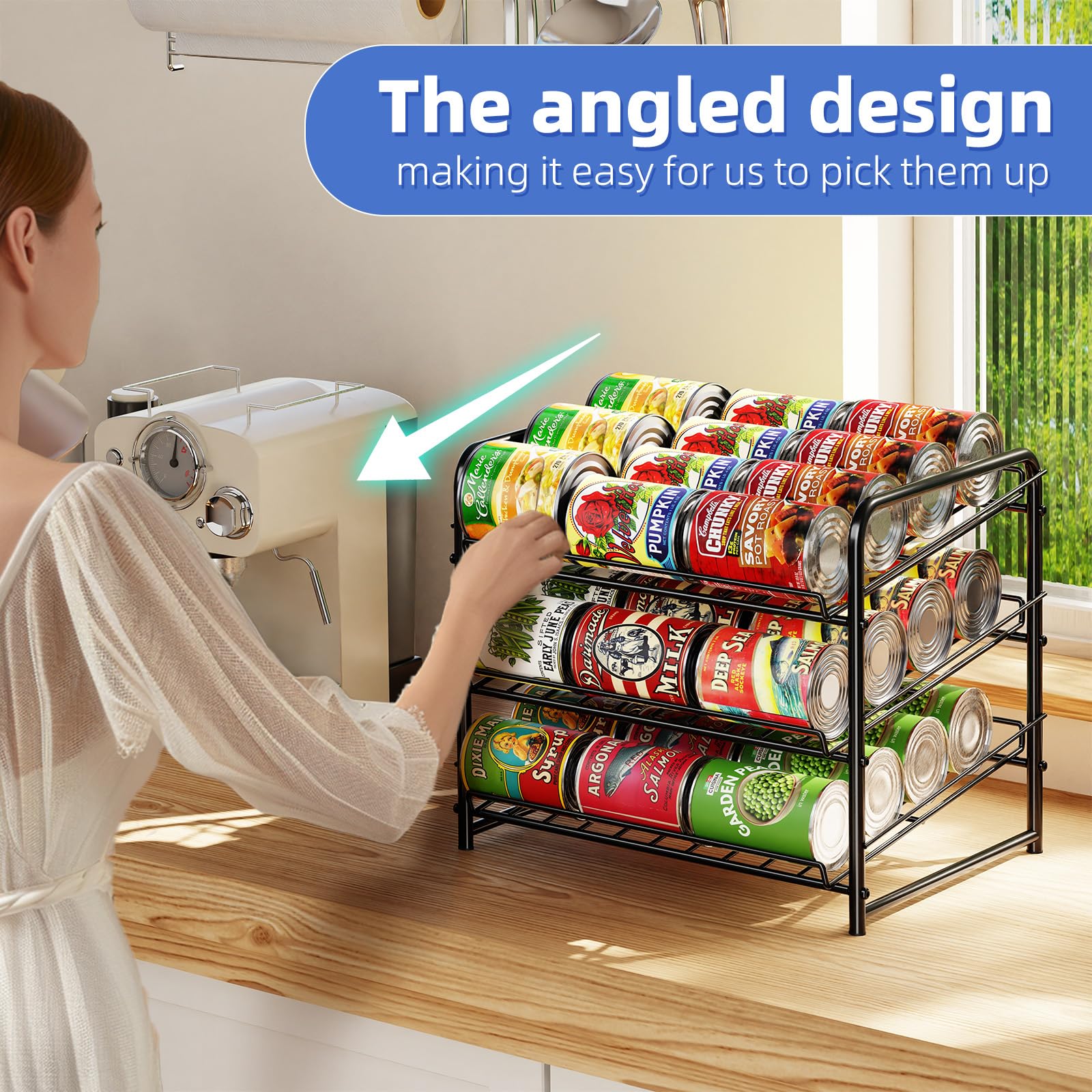 Simple Trending Can Rack stacked units maximize vertical storage.