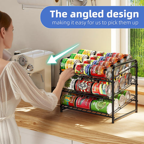 Simple Trending Can Rack stacked units maximize vertical storage.