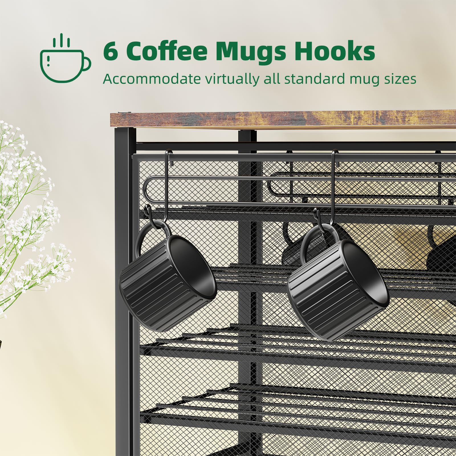 Dimensions: 10W x 16D x 13H on counter space.