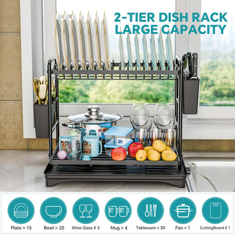 Simple Trending dish drying rack drainage system demonstrating efficient water drainage into the sink.