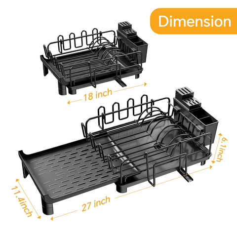 Simple Trending dish drying rack with drainboard and 360° spout directing water into sink.