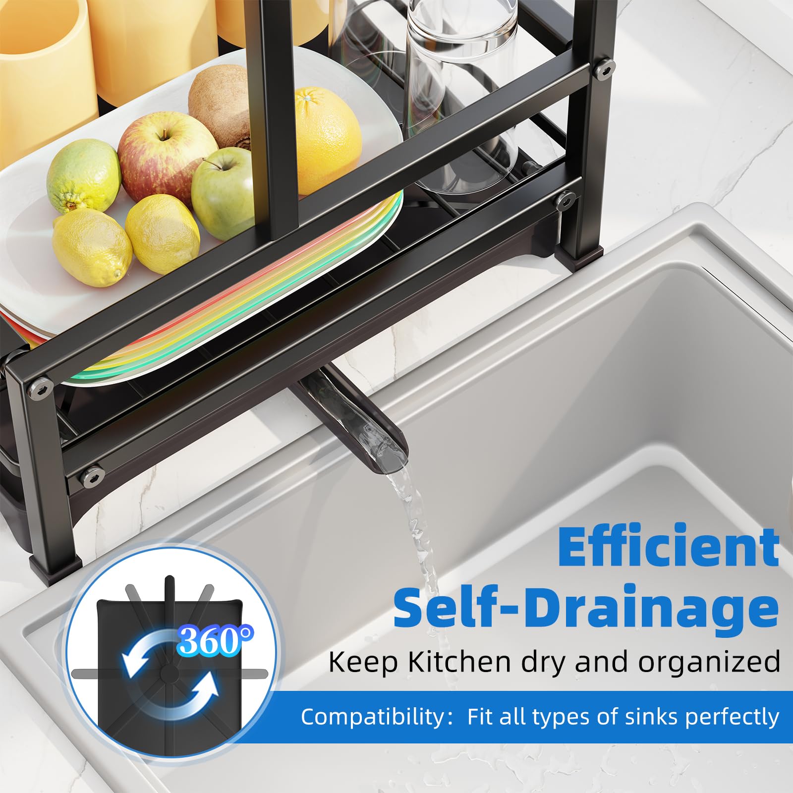 Simple Trending dish drying rack drainboard with 360-degree rotation for efficient drainage