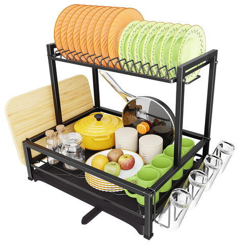 Simple Trending dish drying rack front view showing ample plate space for organized drying