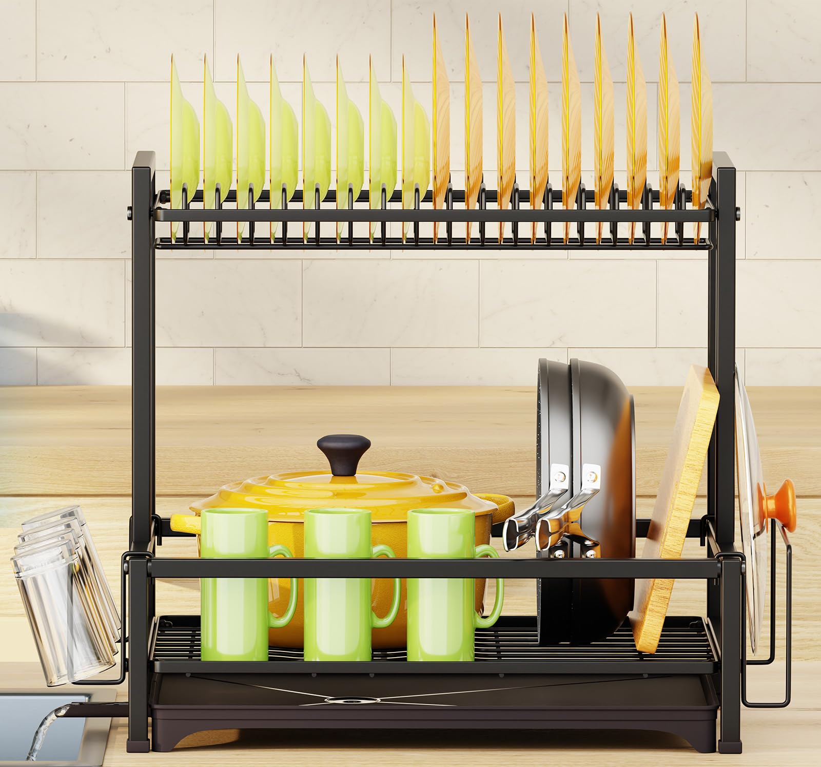 Simple Trending dish drying rack in a kitchen setup for clutter-free counters