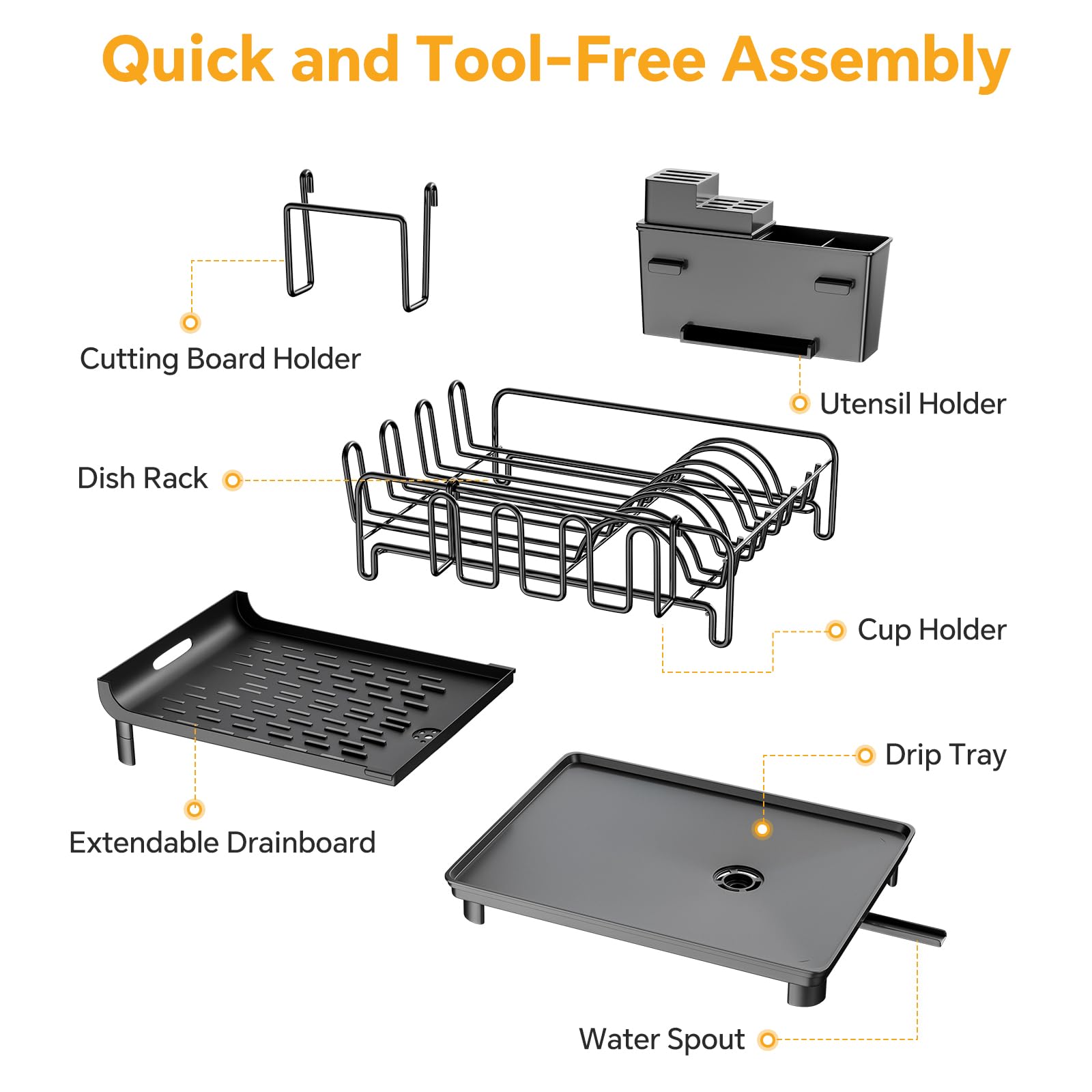 Simple Trending removable components allow flexible arrangement to suit different dishware and utensils.