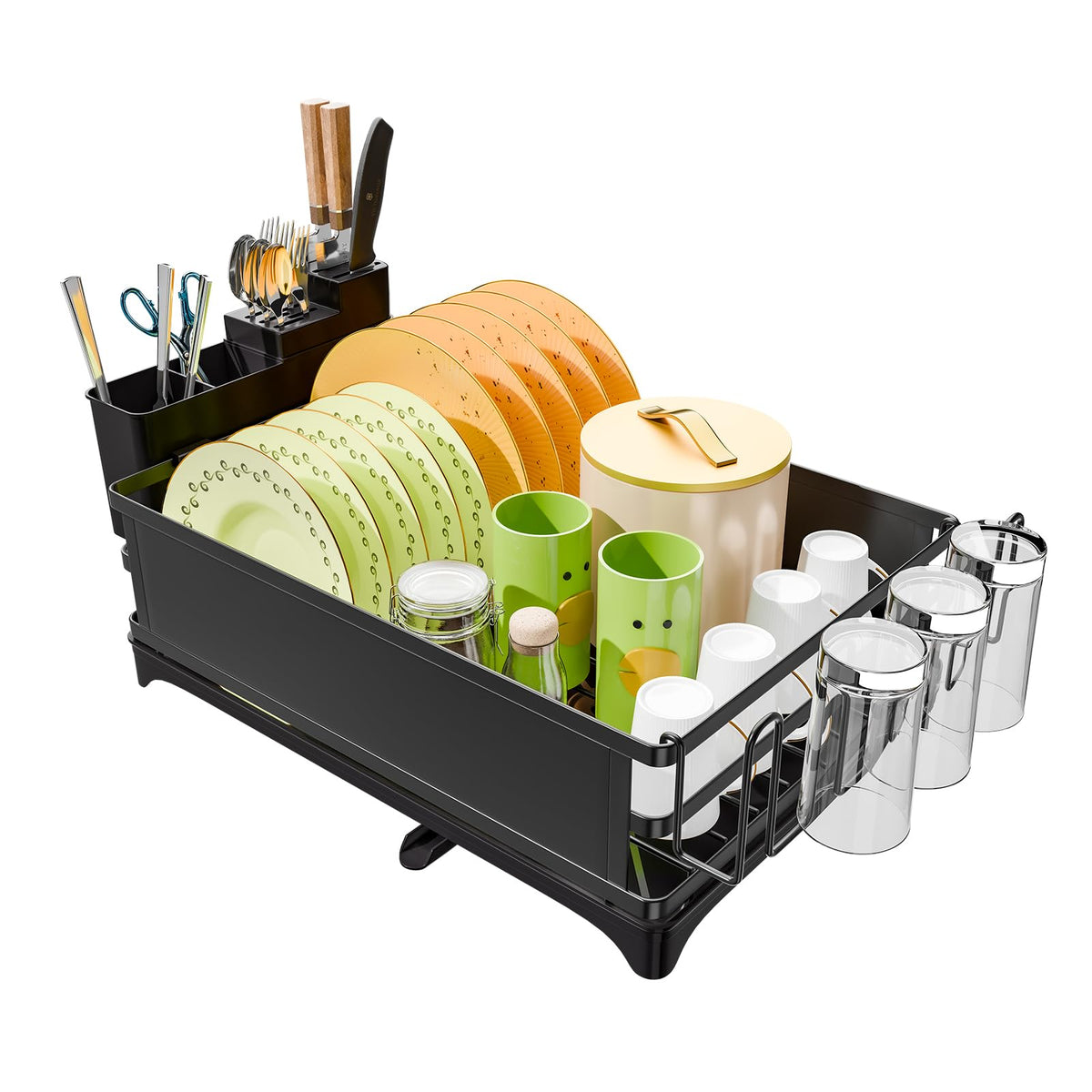 Simple Trending dish rack with large-capacity layout for plates and bowls on the counter