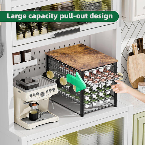 Drawer slides out smoothly for easy pod access.