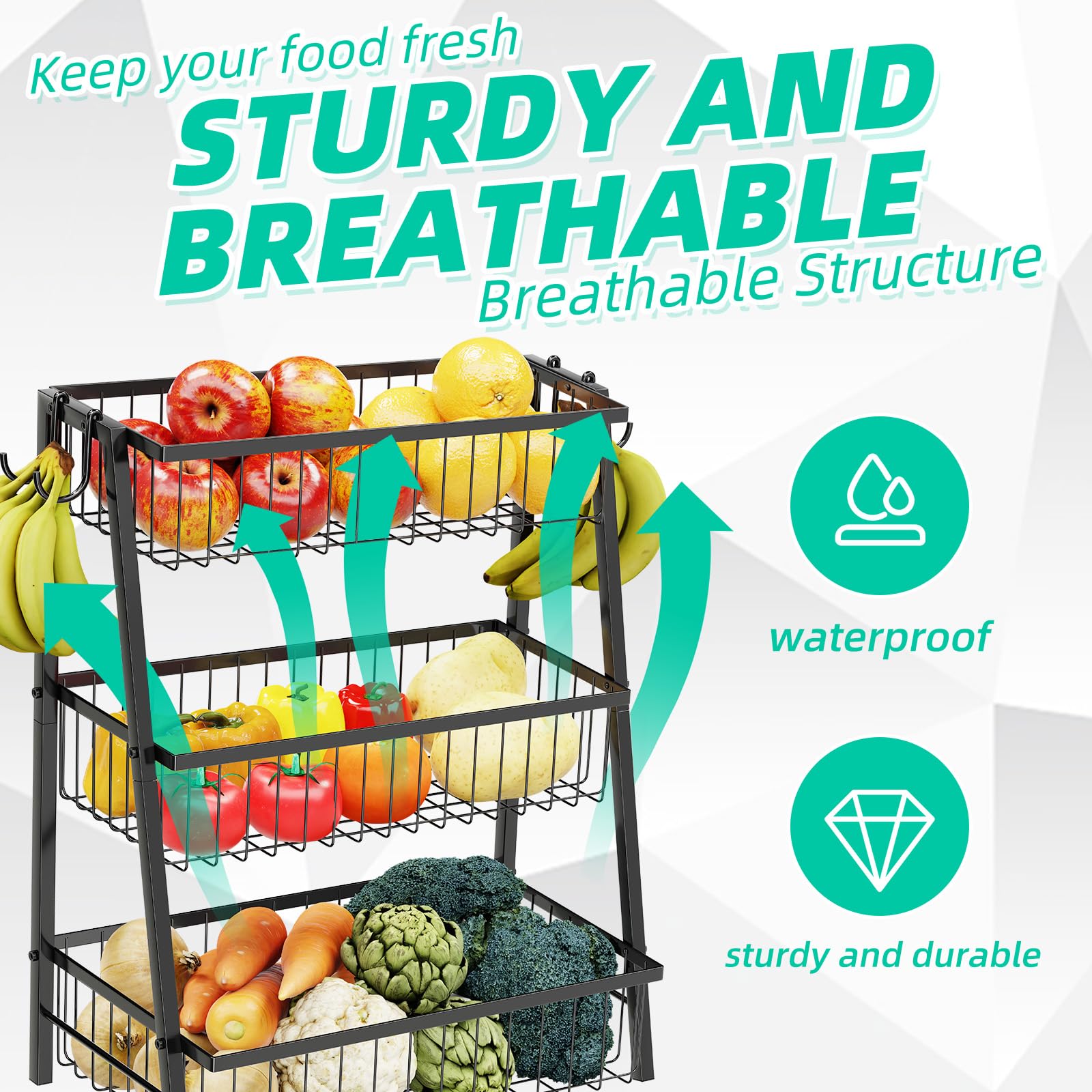 Simple Trending four banana hooks maximize hanging space for fresh fruit and towels.
