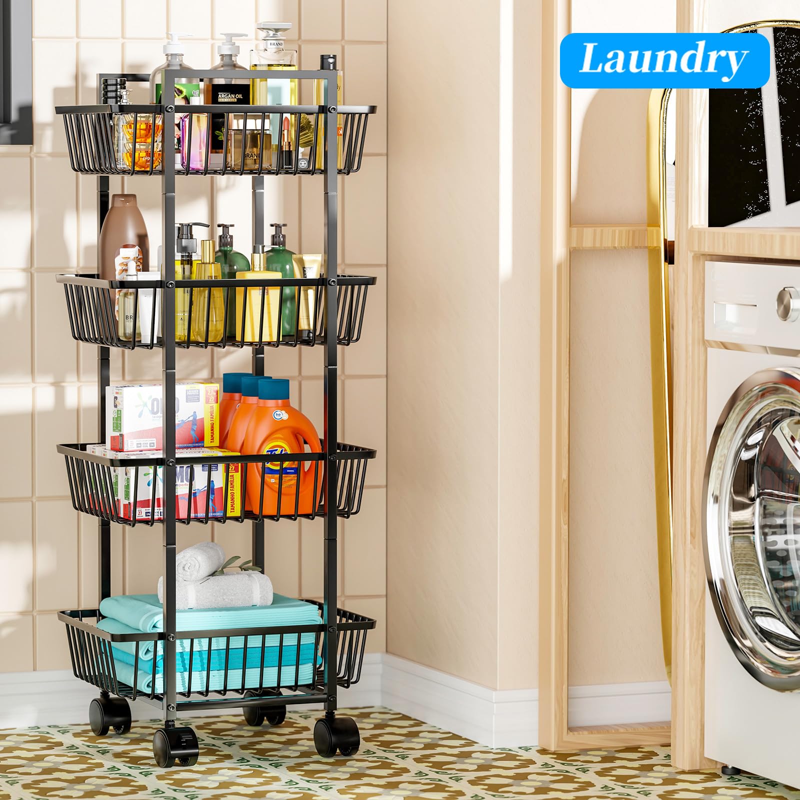 Simple Trending four-tier design accommodates bread, onions, and potatoes efficiently.