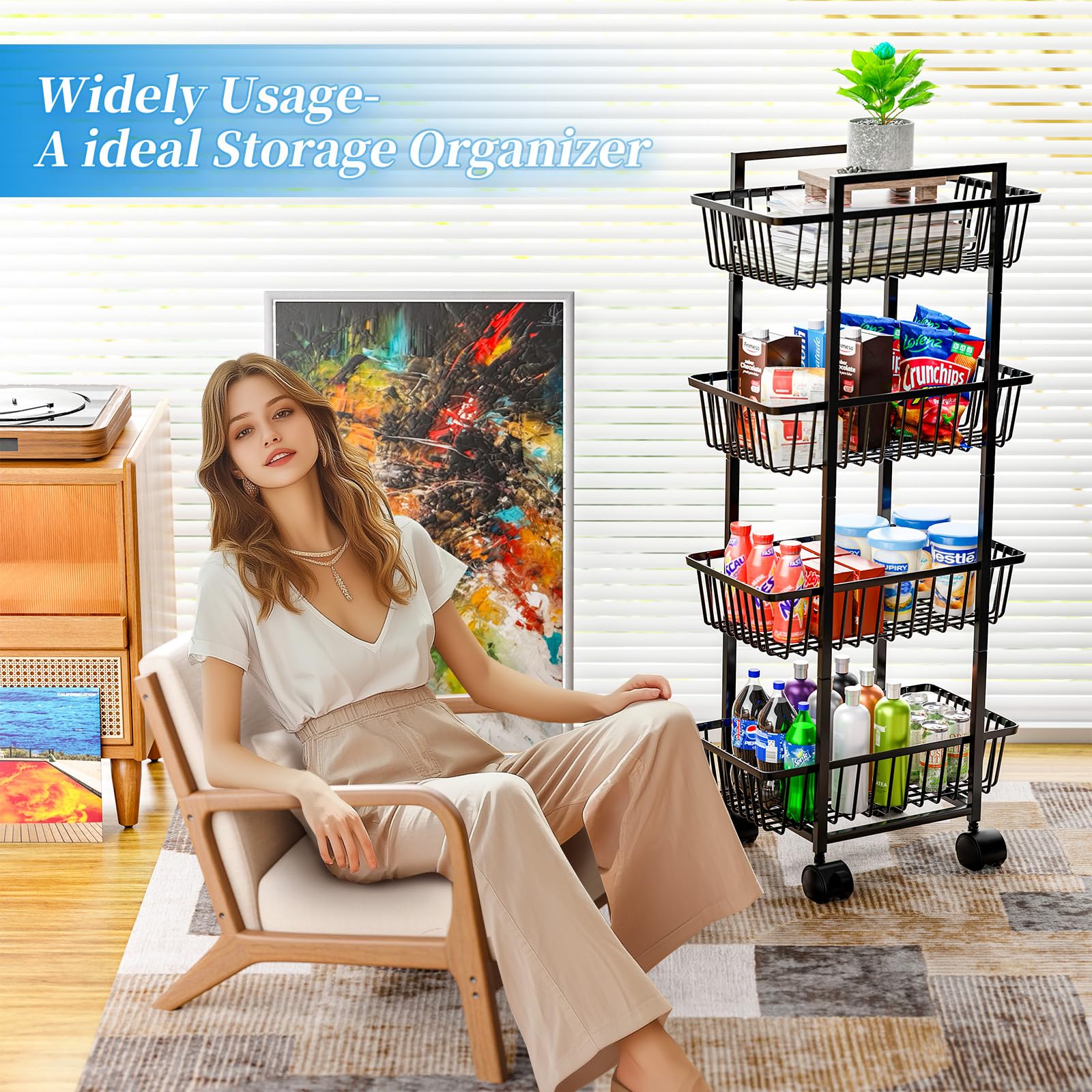 Simple Trending kitchen cart close-up shows sturdy frame and rustproof finish.