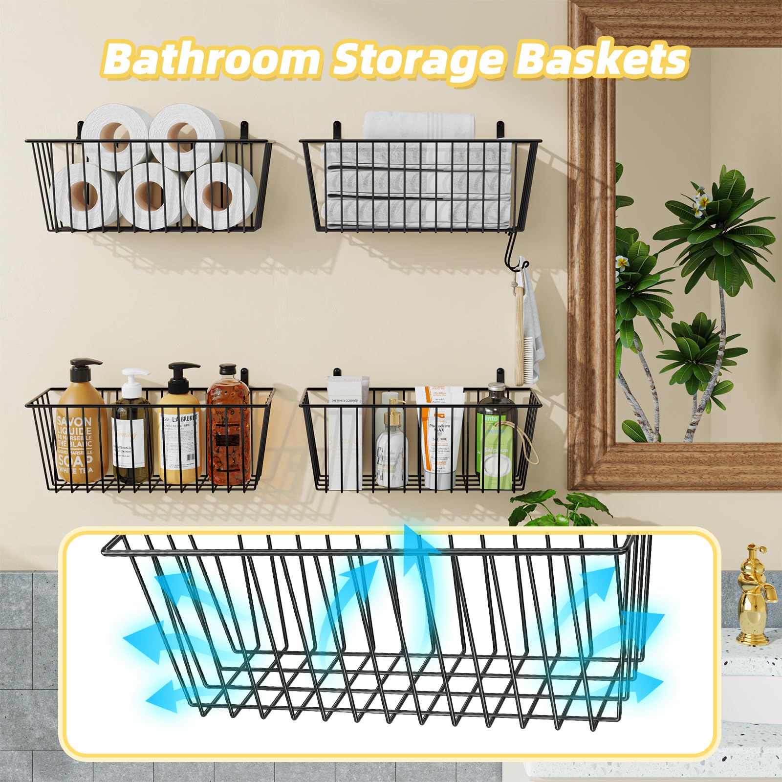 Kitchen wall setup by Simple Trending with hooks and baskets mounted.