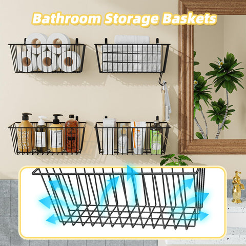 Kitchen wall setup by Simple Trending with hooks and baskets mounted.