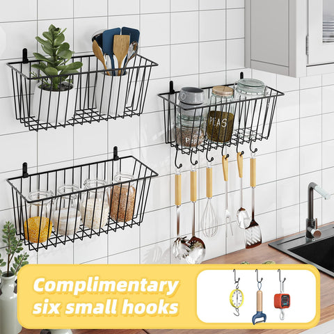 Pantry organization with Simple Trending baskets on the wall.