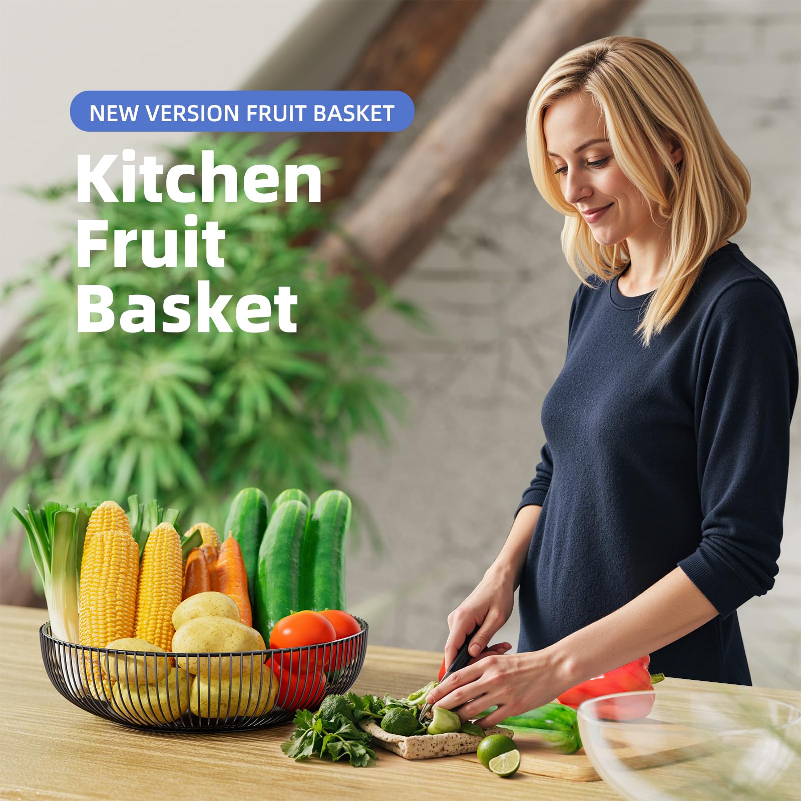 Simple Trending rust-proof basket with ventilated base, stable on smooth surfaces.
