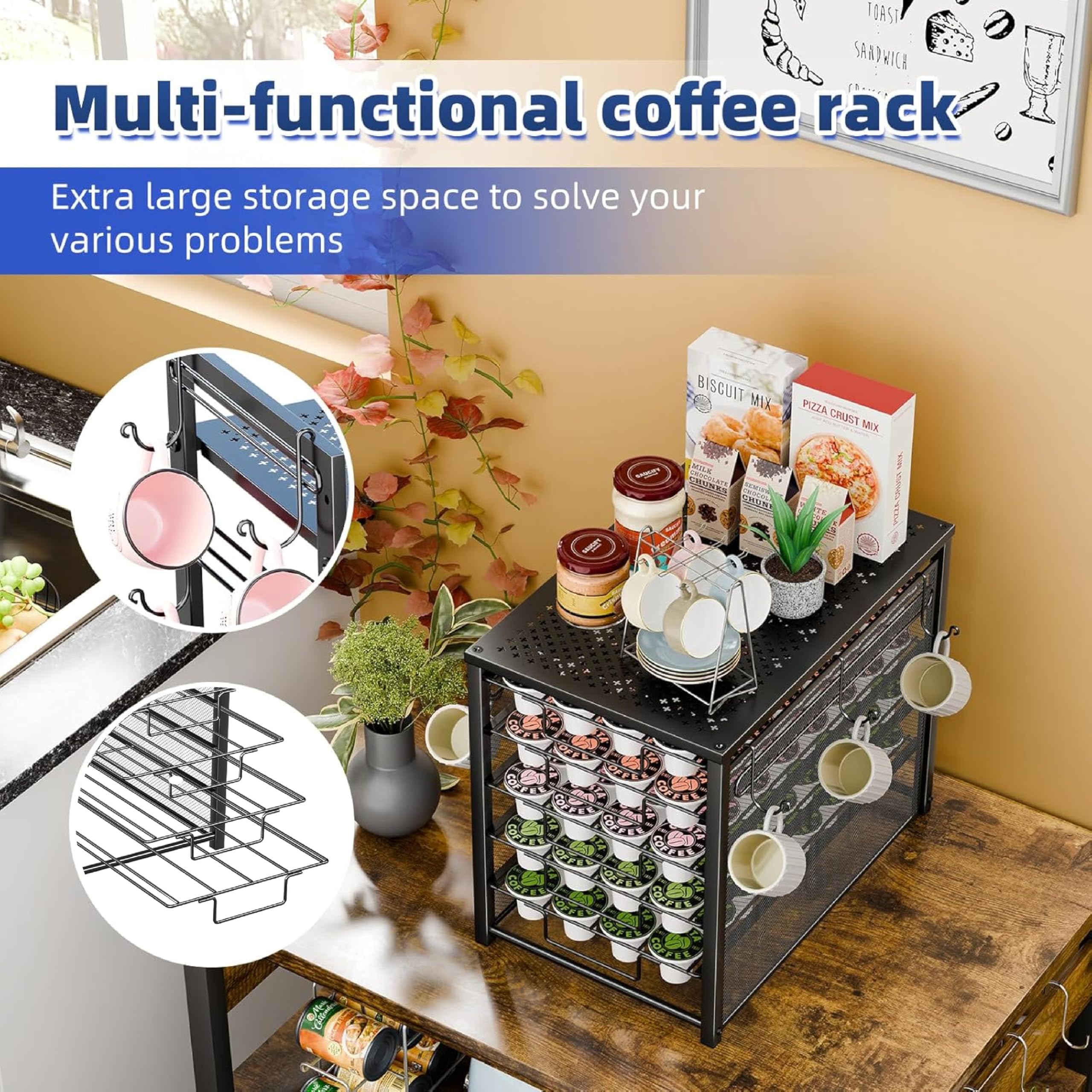 Simple Trending pod organizer with side mug holders for convenient cups.