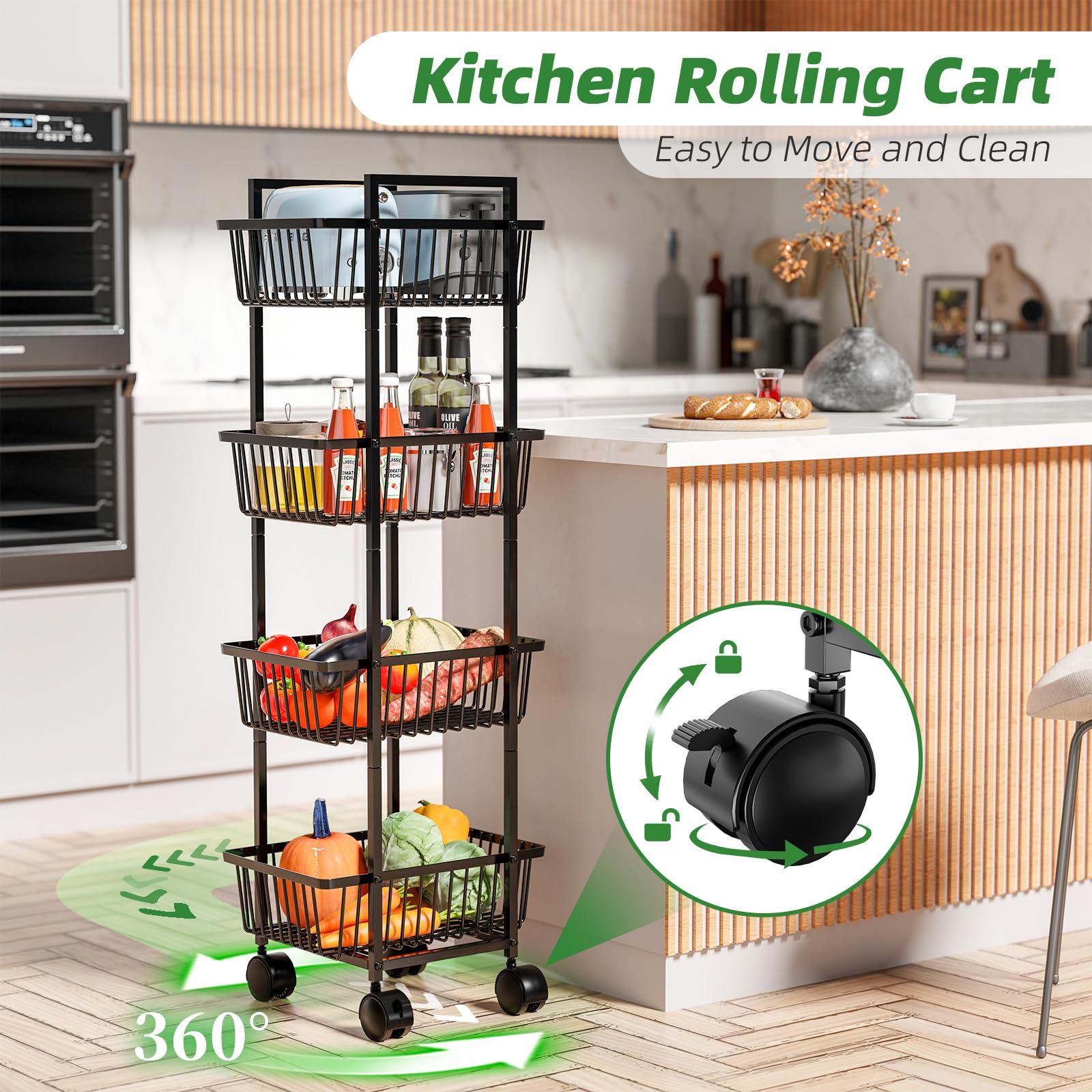 Simple Trending spacious shelves keep fruits, vegetables, and snacks neatly organized.