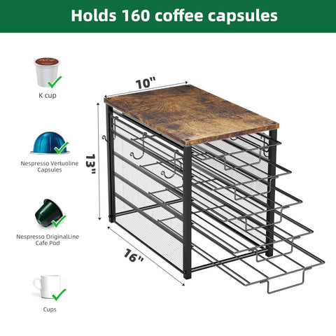 Sturdy metal frame provides stable support for your coffee maker.