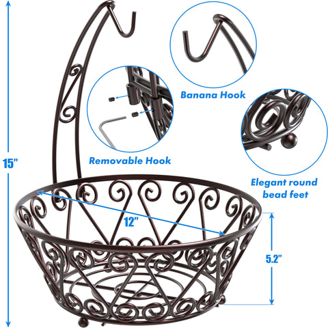 SimpleHouseware bronze-coated fruit bowl close-up reveals durable finish.