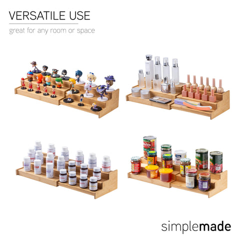 SIMPLEMADE rack in bathroom stores cosmetics and toiletries neatly.