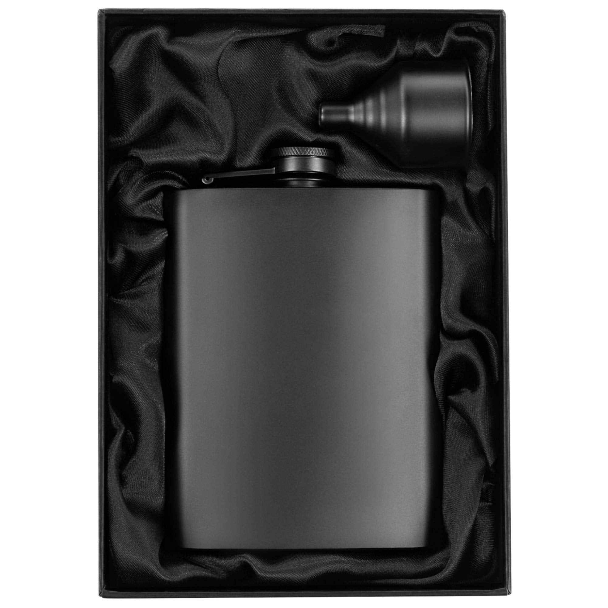 Simpler Life 8oz matte black flask for travel and daily use.