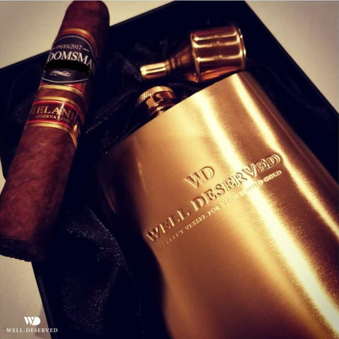 Engraved Well Deserved message on Simpler Life flask for celebrations
