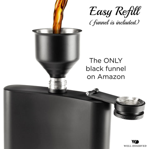 Simpler Life matte black flask cap for secure, leak-free closure.